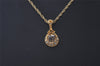 Authentic NINA RICCI Vintage Gold Tone Rhinestone Chain Pendant Necklace 0900J