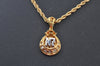 Authentic NINA RICCI Vintage Gold Tone Rhinestone Chain Pendant Necklace 0900J