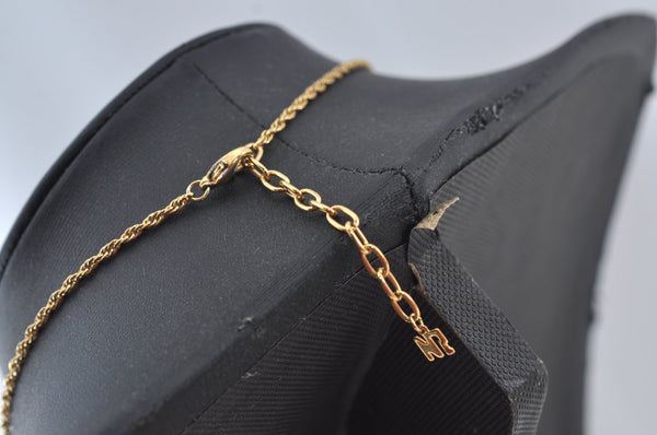 Authentic NINA RICCI Vintage Gold Tone Rhinestone Chain Pendant Necklace 0900J