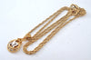 Authentic NINA RICCI Vintage Gold Tone Rhinestone Chain Pendant Necklace 0900J
