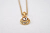 Authentic NINA RICCI Vintage Gold Tone Rhinestone Chain Pendant Necklace 0900J