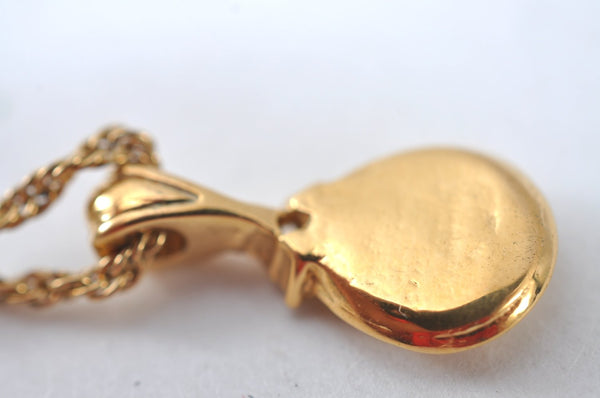 Authentic NINA RICCI Vintage Gold Tone Rhinestone Chain Pendant Necklace 0900J