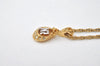 Authentic NINA RICCI Vintage Gold Tone Rhinestone Chain Pendant Necklace 0900J