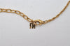 Authentic NINA RICCI Vintage Gold Tone Rhinestone Chain Pendant Necklace 0900J