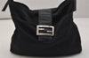 Authentic FENDI Vintage Shoulder Hand Bag Purse Jersey Leather Black Junk 0900K