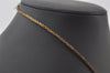 Authentic NINA RICCI Vintage Gold Tone Heart Motif Chain Pendant Necklace 0901J