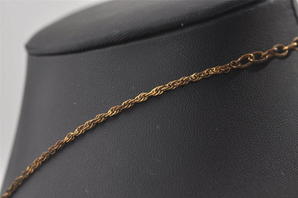 Authentic NINA RICCI Vintage Gold Tone Heart Motif Chain Pendant Necklace 0901J