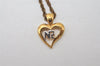 Authentic NINA RICCI Vintage Gold Tone Heart Motif Chain Pendant Necklace 0901J