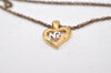 Authentic NINA RICCI Vintage Gold Tone Heart Motif Chain Pendant Necklace 0901J