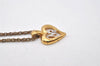 Authentic NINA RICCI Vintage Gold Tone Heart Motif Chain Pendant Necklace 0901J
