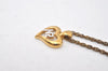 Authentic NINA RICCI Vintage Gold Tone Heart Motif Chain Pendant Necklace 0901J
