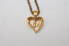 Authentic NINA RICCI Vintage Gold Tone Heart Motif Chain Pendant Necklace 0901J