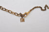 Authentic NINA RICCI Vintage Gold Tone Heart Motif Chain Pendant Necklace 0901J