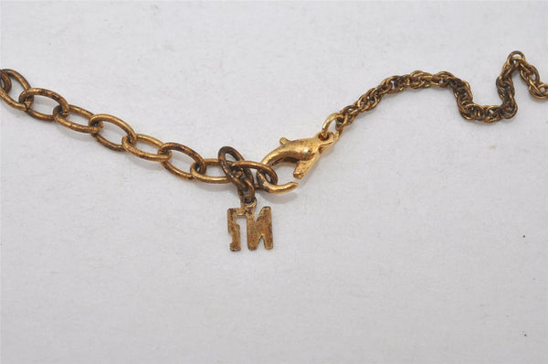 Authentic NINA RICCI Vintage Gold Tone Heart Motif Chain Pendant Necklace 0901J