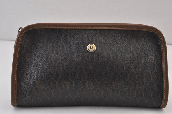 Authentic Christian Dior Honeycomb Clutch Hand Bag PVC Leather Black CD 0901K