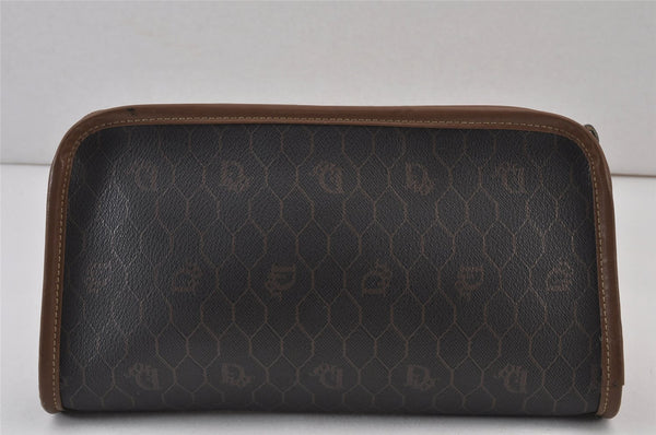 Authentic Christian Dior Honeycomb Clutch Hand Bag PVC Leather Black CD 0901K