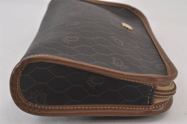 Authentic Christian Dior Honeycomb Clutch Hand Bag PVC Leather Black CD 0901K