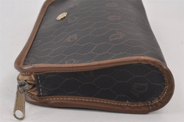 Authentic Christian Dior Honeycomb Clutch Hand Bag PVC Leather Black CD 0901K