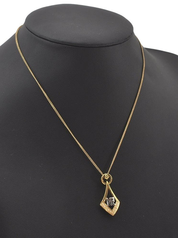 Authentic NINA RICCI Vintage Gold Tone Rhinestone Chain Pendant Necklace 0902J