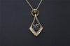 Authentic NINA RICCI Vintage Gold Tone Rhinestone Chain Pendant Necklace 0902J