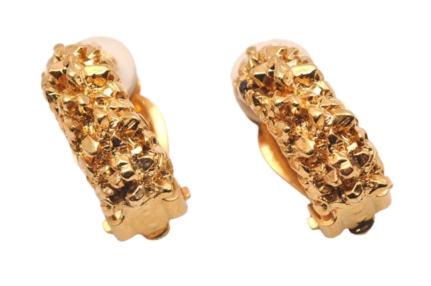 Authentic NINA RICCI Vintage Clip-on Rhinestone Earrings Accessory Gold 0903J