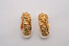 Authentic NINA RICCI Vintage Clip-on Rhinestone Earrings Accessory Gold 0903J