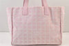 Authentic CHANEL New Travel Line Shoulder Tote Bag Nylon Leather Pink 0903K