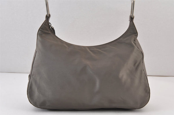 Authentic PRADA Nylon Plastic Shoulder Hand Bag Purse Gray Khaki 0904K