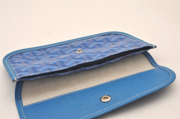 Authentic Goyard Saint Louis Pouch Purse PVC Leather Blue 0905I