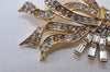 Authentic NINA RICCI Vintage Rhinestone Ribbon Brooch Accessory Gold 0905J