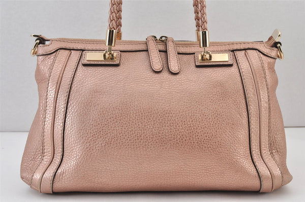 Authentic GUCCI Bamboo Bella Tassel 2Way Hand Bag Leather 282300 Pink 0905K