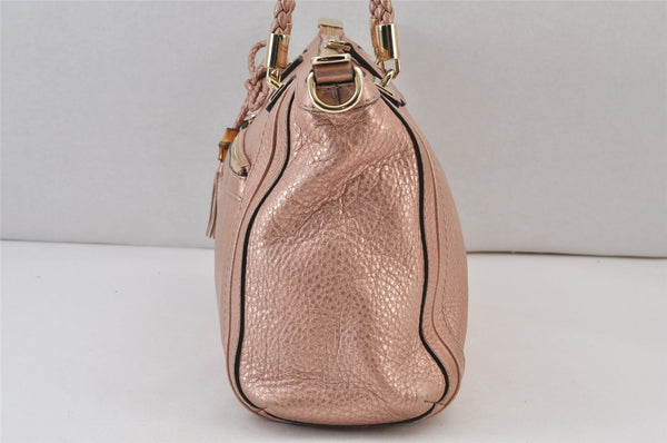 Authentic GUCCI Bamboo Bella Tassel 2Way Hand Bag Leather 282300 Pink 0905K