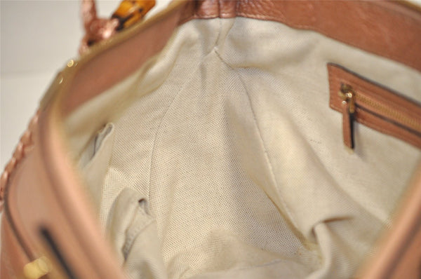 Authentic GUCCI Bamboo Bella Tassel 2Way Hand Bag Leather 282300 Pink 0905K