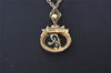 Authentic NINA RICCI Vintage Gold Tone Rhinestone Chain Pendant Necklace 0906J