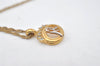 Authentic NINA RICCI Vintage Gold Tone Rhinestone Chain Pendant Necklace 0906J