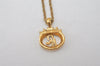 Authentic NINA RICCI Vintage Gold Tone Rhinestone Chain Pendant Necklace 0906J