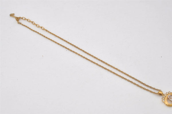 Authentic NINA RICCI Vintage Gold Tone Rhinestone Chain Pendant Necklace 0906J