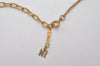 Authentic NINA RICCI Vintage Gold Tone Rhinestone Chain Pendant Necklace 0906J