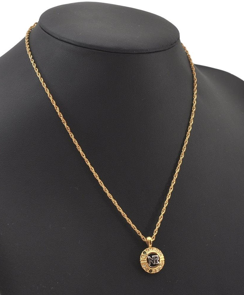 Authentic NINA RICCI Vintage Gold Tone Rhinestone Chain Pendant Necklace 0907J