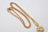 Authentic NINA RICCI Vintage Gold Tone Rhinestone Chain Pendant Necklace 0907J