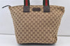 Authentic GUCCI Web Sherry Line Tote Bag GG Canvas Leather 131231 Brown 0907K