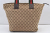 Authentic GUCCI Web Sherry Line Tote Bag GG Canvas Leather 131231 Brown 0907K