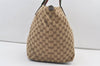 Authentic GUCCI Web Sherry Line Tote Bag GG Canvas Leather 131231 Brown 0907K