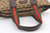 Authentic GUCCI Web Sherry Line Tote Bag GG Canvas Leather 131231 Brown 0907K