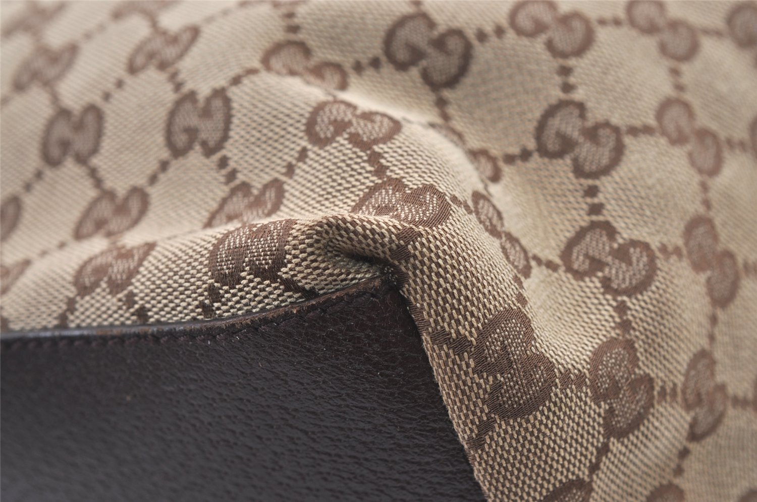 Authentic GUCCI Web Sherry Line Tote Bag GG Canvas Leather 131231 Brown 0907K