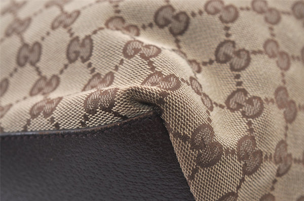 Authentic GUCCI Web Sherry Line Tote Bag GG Canvas Leather 131231 Brown 0907K