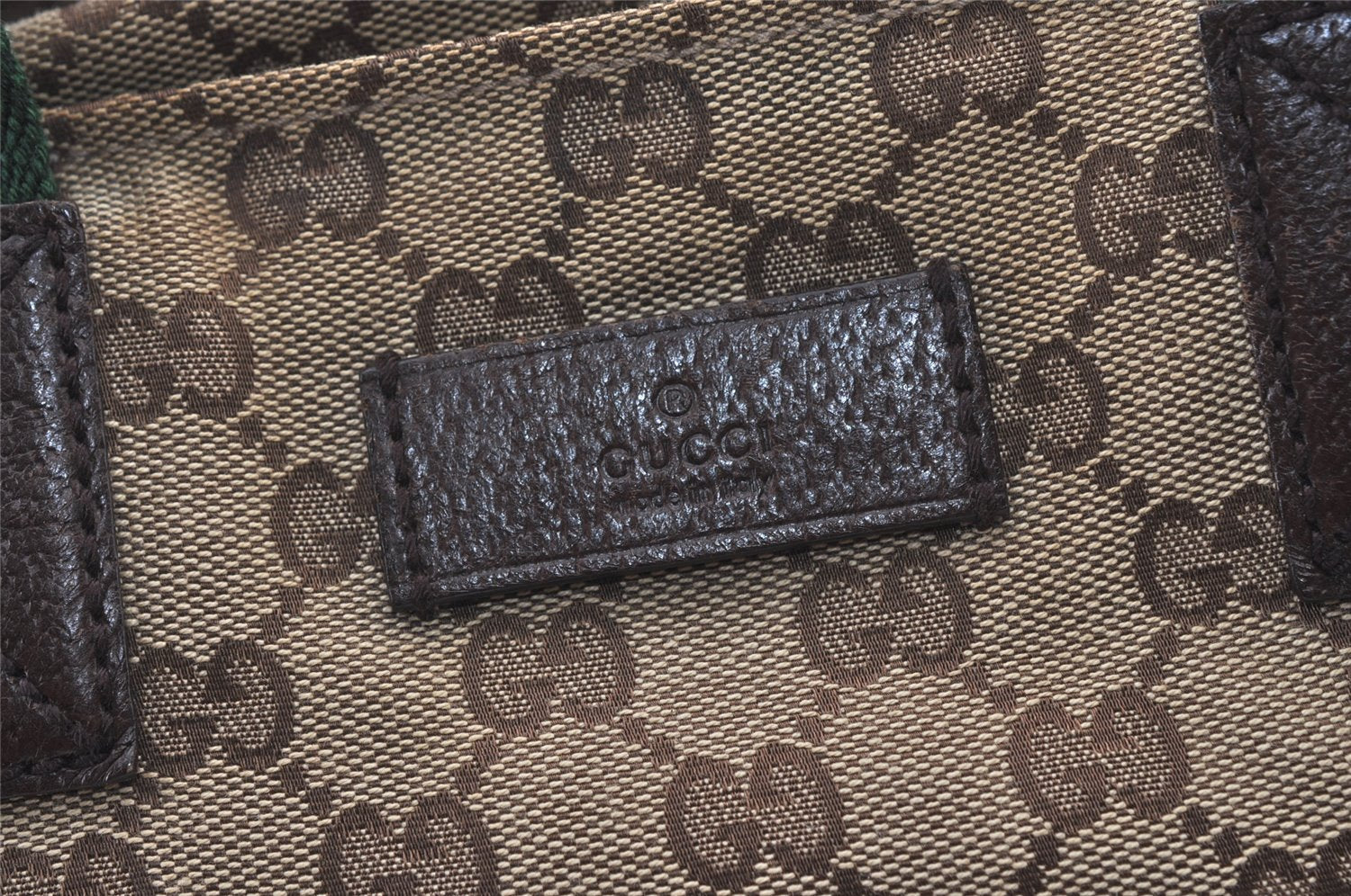 Authentic GUCCI Web Sherry Line Tote Bag GG Canvas Leather 131231 Brown 0907K