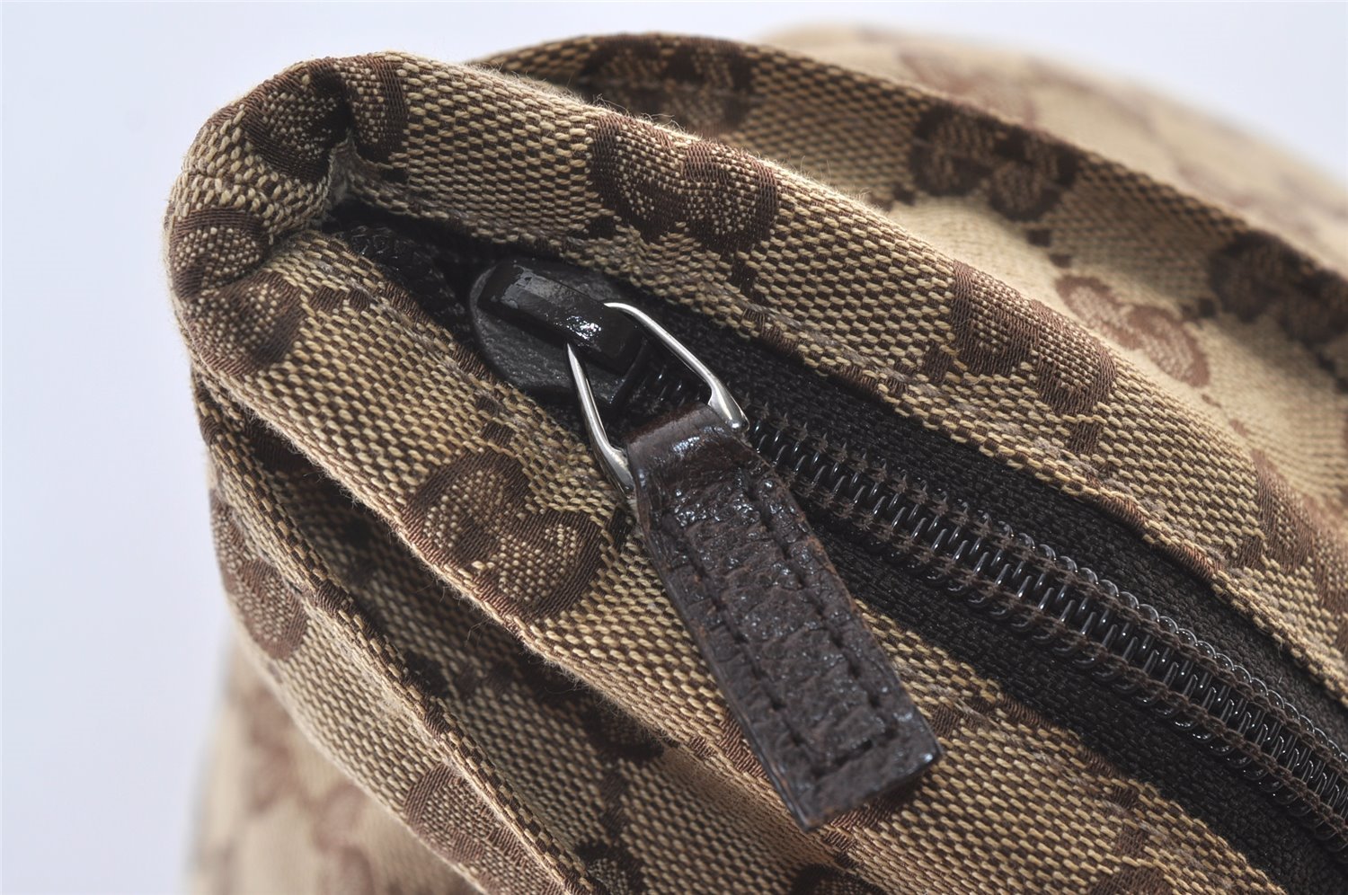 Authentic GUCCI Web Sherry Line Tote Bag GG Canvas Leather 131231 Brown 0907K