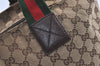 Authentic GUCCI Web Sherry Line Tote Bag GG Canvas Leather 131231 Brown 0907K