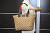Authentic GUCCI Web Sherry Line Tote Bag GG Canvas Leather 131231 Brown 0907K